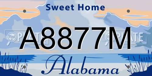 A8877M Alabama License Plate