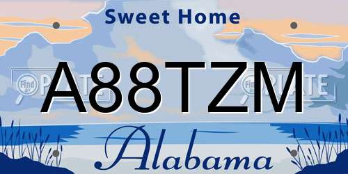 A88TZM Alabama License Plate