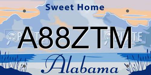 A88ZTM Alabama License Plate