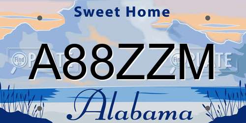 A88ZZM Alabama License Plate