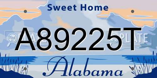 A89225T Alabama License Plate