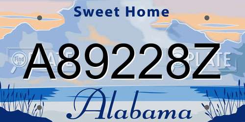 A89228Z Alabama License Plate