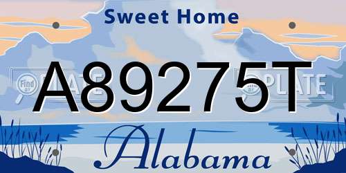 A89275T Alabama License Plate