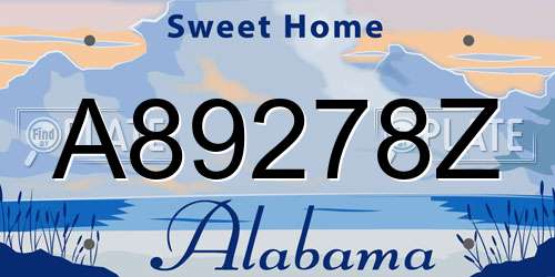 A89278Z Alabama License Plate