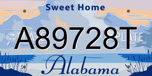 A89728T Alabama License Plate