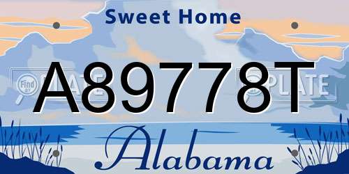 A89778T Alabama License Plate