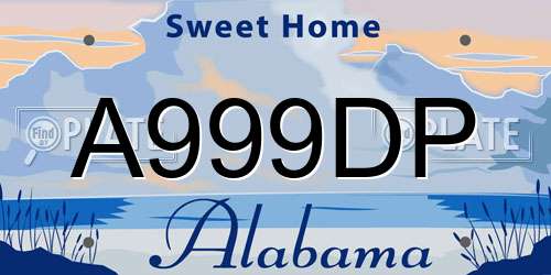 A999DP Alabama License Plate