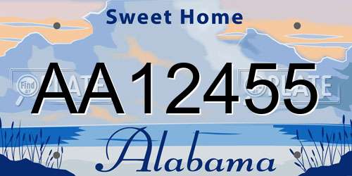 AA12455 Alabama License Plate