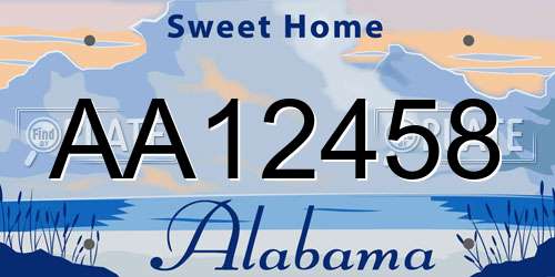 AA12458 Alabama License Plate