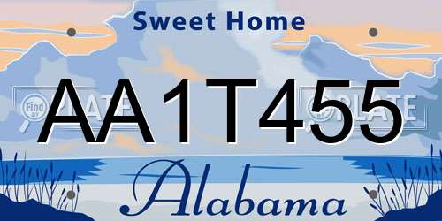 AA1T455 Alabama License Plate