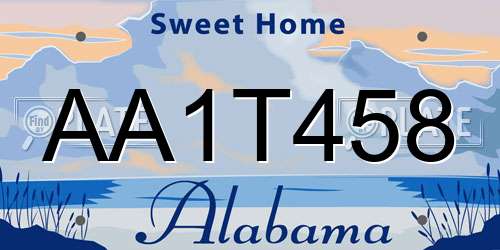 AA1T458 Alabama License Plate