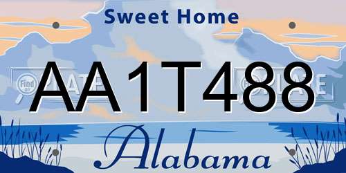 AA1T488 Alabama License Plate