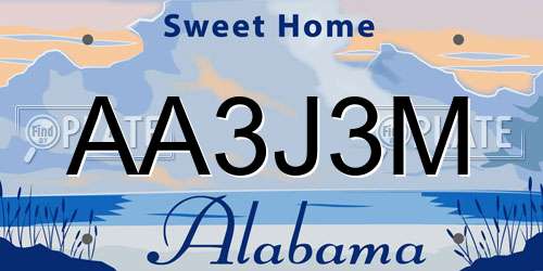 AA3J3M Alabama License Plate