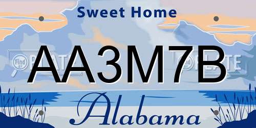 AA3M7B Alabama License Plate