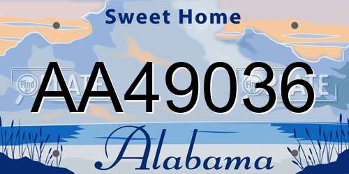 AA49036 Alabama License Plate