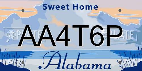 AA4T6P Alabama License Plate