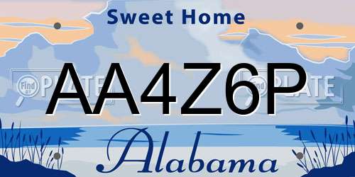 AA4Z6P Alabama License Plate