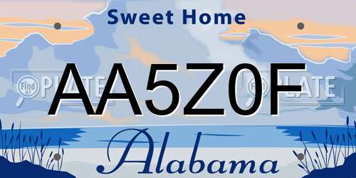 AA5Z0F Alabama License Plate