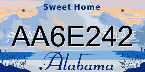 AA6E242 Alabama License Plate