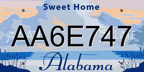 AA6E747 Alabama License Plate
