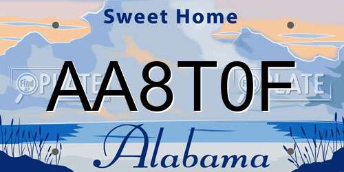 AA8T0F Alabama License Plate