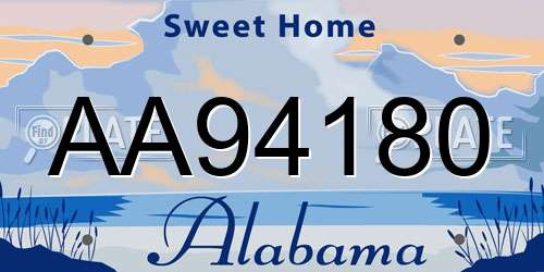 AA94180 Alabama License Plate