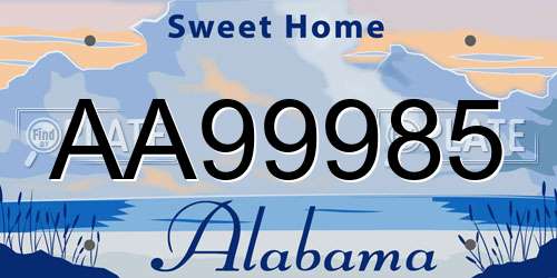 AA99985 Alabama License Plate