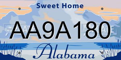 AA9A180 Alabama License Plate