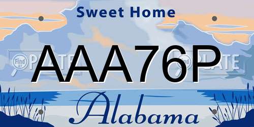 AAA76P Alabama License Plate