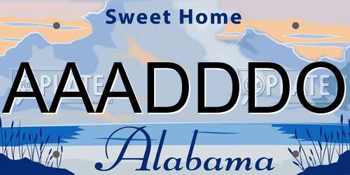 AAADDDO Alabama License Plate