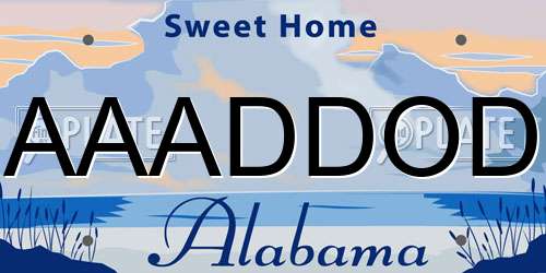 AAADDOD Alabama License Plate