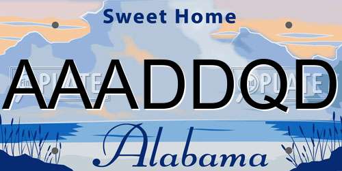 AAADDQD Alabama License Plate