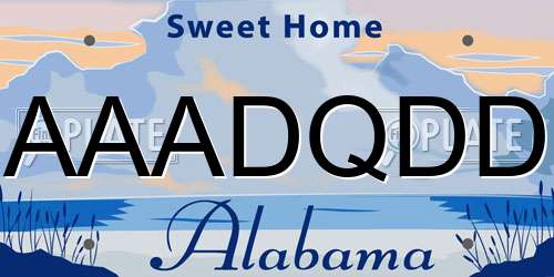 AAADQDD Alabama License Plate