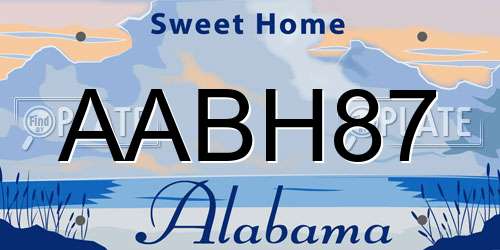 AABH87 Alabama License Plate