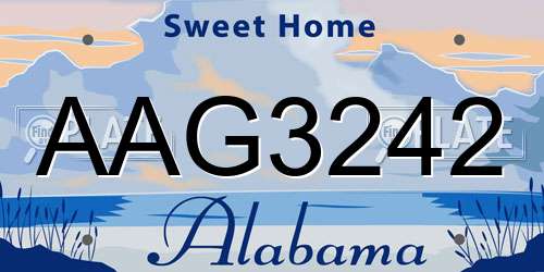 AAG3242 Alabama License Plate