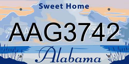 AAG3742 Alabama License Plate