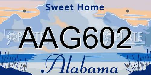 AAG602 Alabama License Plate