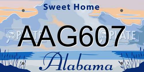 AAG607 Alabama License Plate