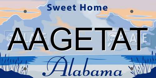 AAGETAT Alabama License Plate