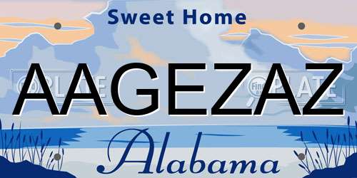 AAGEZAZ Alabama License Plate