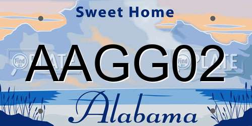 AAGG02 Alabama License Plate
