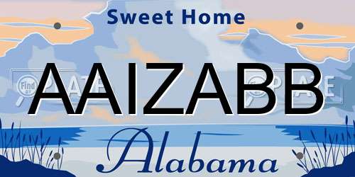 AAIZABB Alabama License Plate