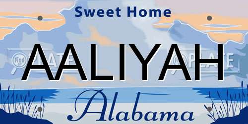 AALIYAH Alabama License Plate