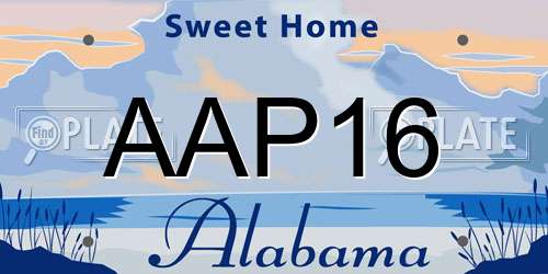 AAP16 Alabama License Plate