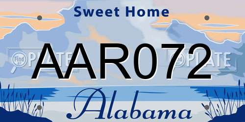 AAR072 Alabama License Plate