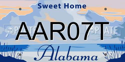AAR07T Alabama License Plate
