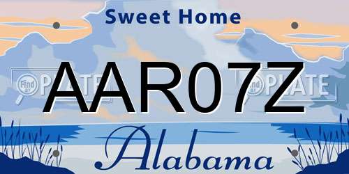 AAR07Z Alabama License Plate