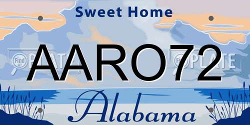 AARO72 Alabama License Plate