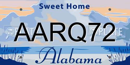 AARQ72 Alabama License Plate