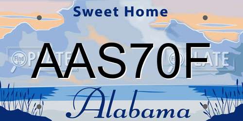 AAS70F Alabama License Plate